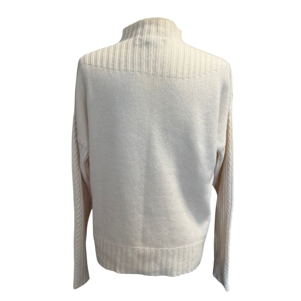 Marled 100% Cashmere Mock Neck Sweater Ivory, Size M - Picture 3 of 7